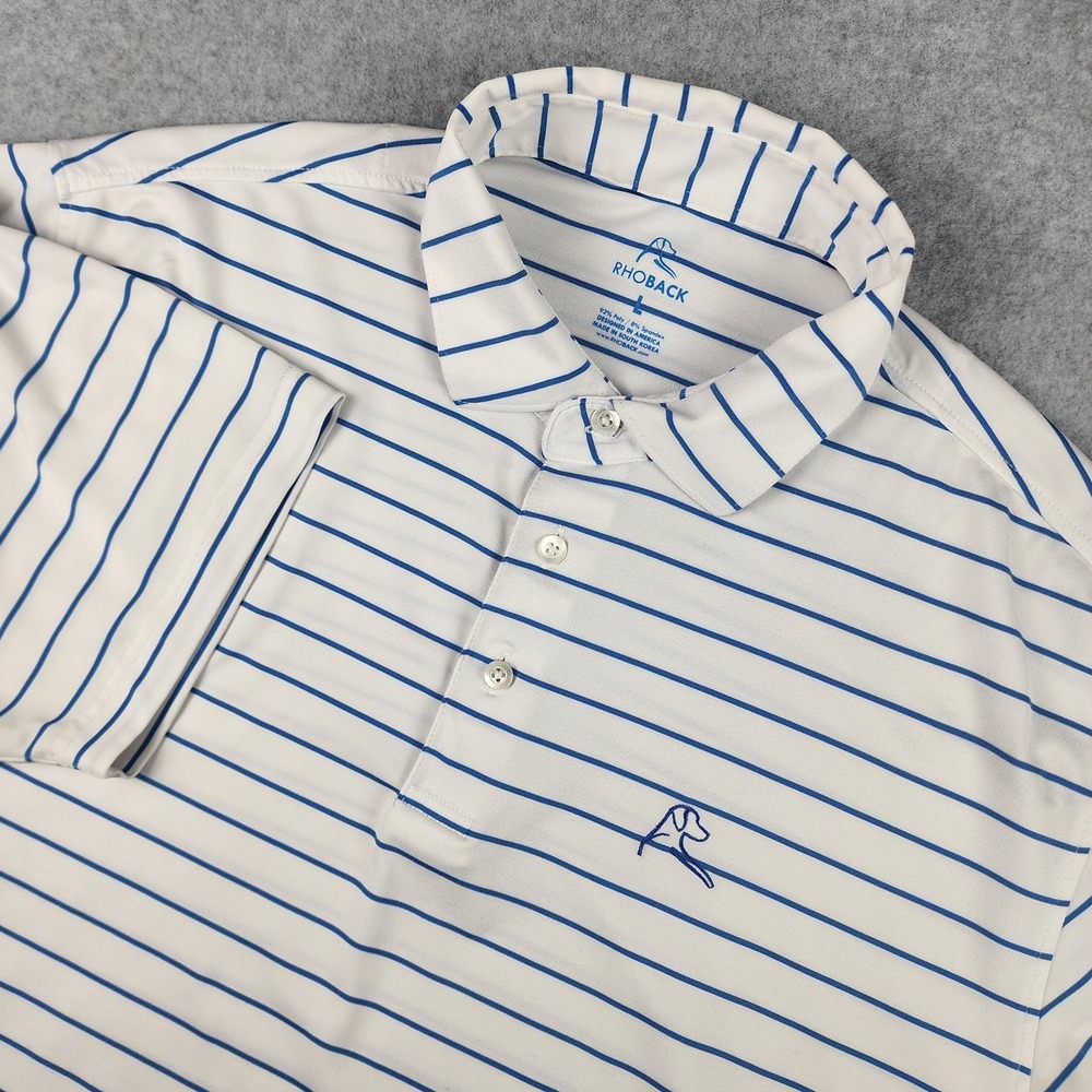 Rhoback White and Blue Striped Polo Shirt